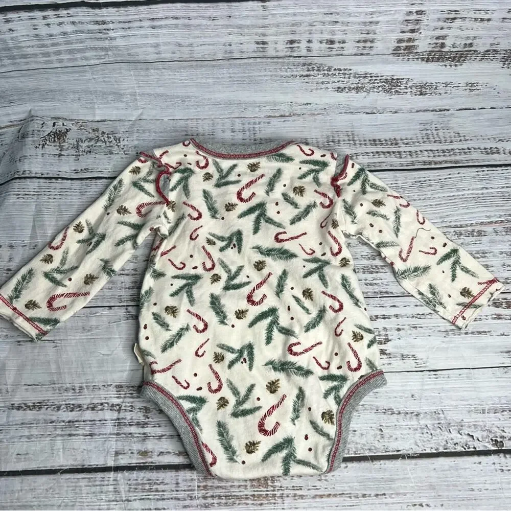 Burts Bees‎ 3-6 Months Christmas Candy Cane Bodysuit Pants Set Organic Cotton